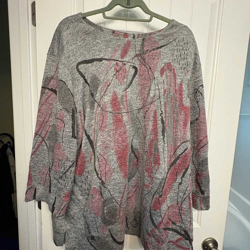 Abstract Gray and Pink Sweater
